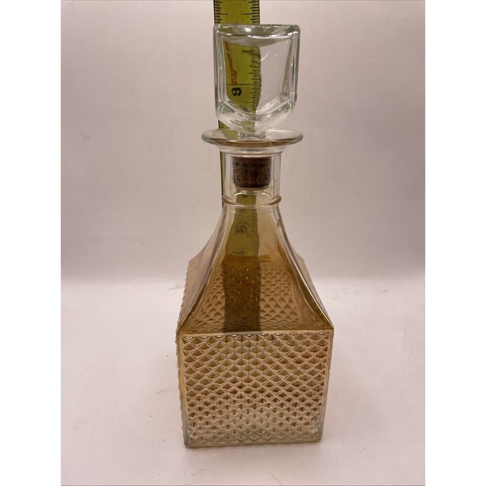 Old Forester Square Whiskey Decanter Amber Carnival Glass Bourbon Bottle